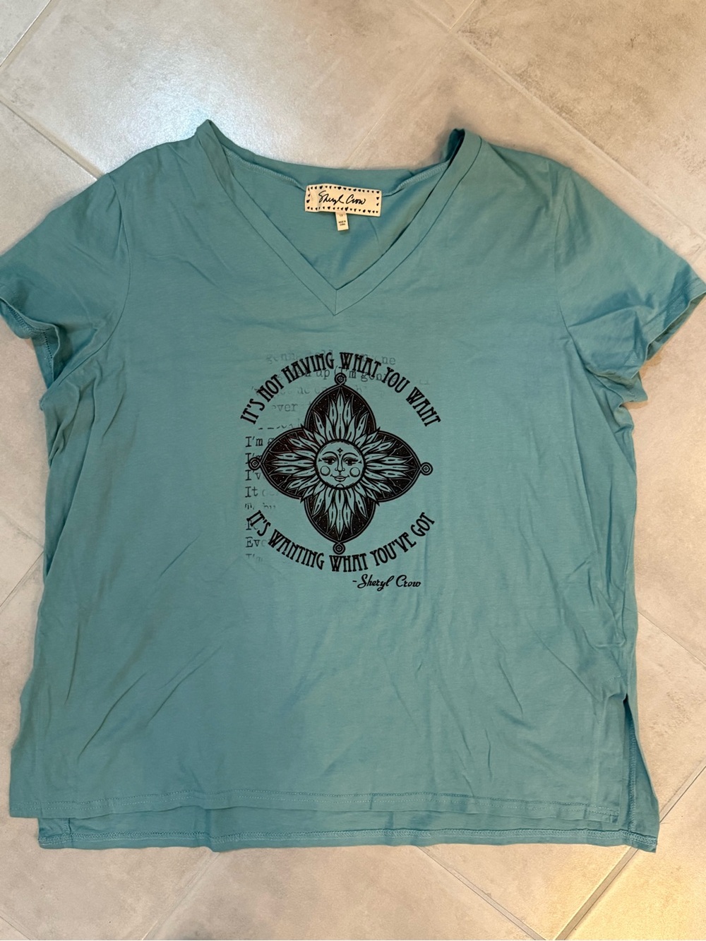 Sheryl Crow Turquoise Tee Sz 1X NWOT